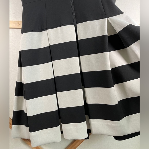 Milly Striped Pleated Sleeveless Black & White Dress Sz 8 - Picture 9 of 13